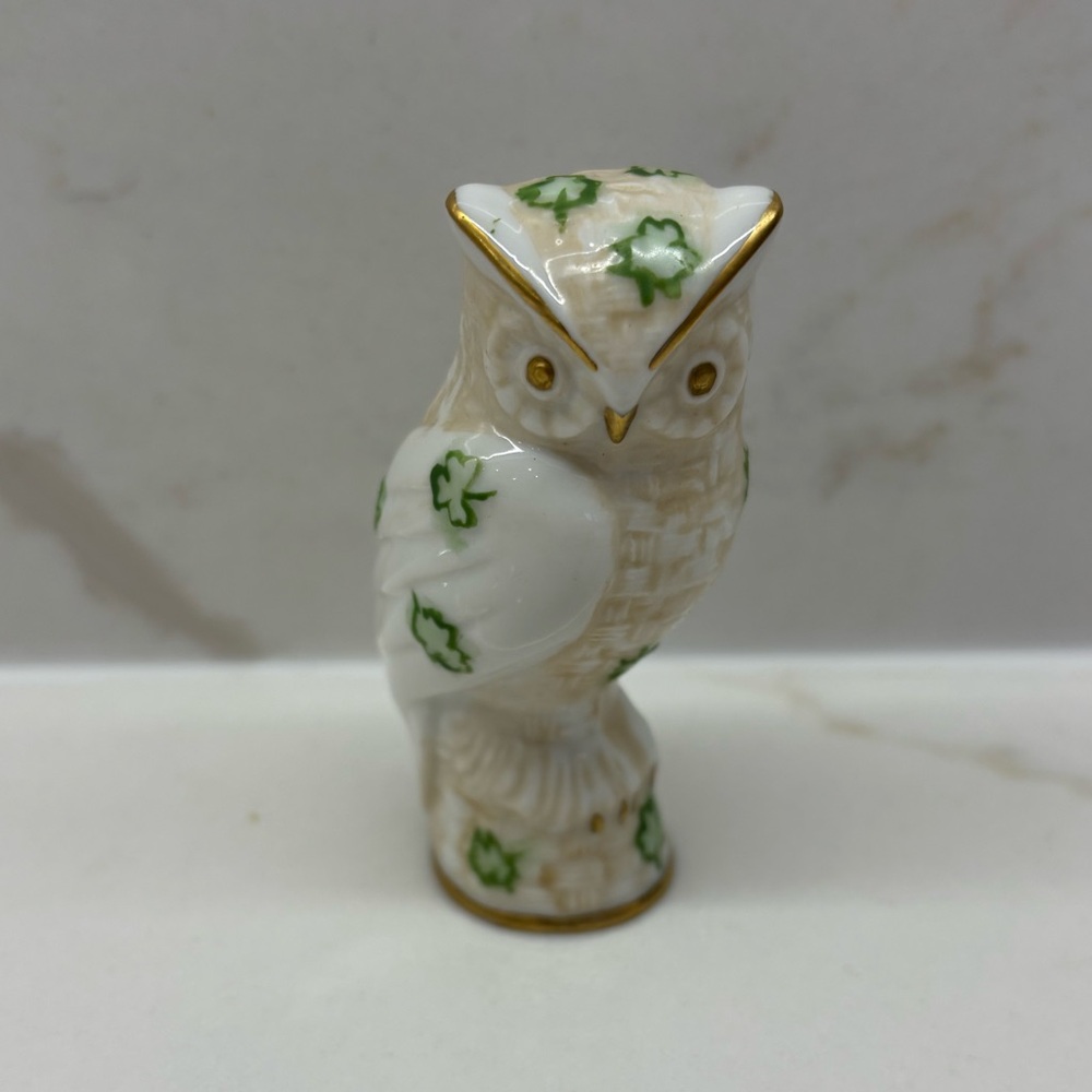 Vintage Owl Figurine Franklin Mint Treasury of Owls Green Shamrocks 1991 March